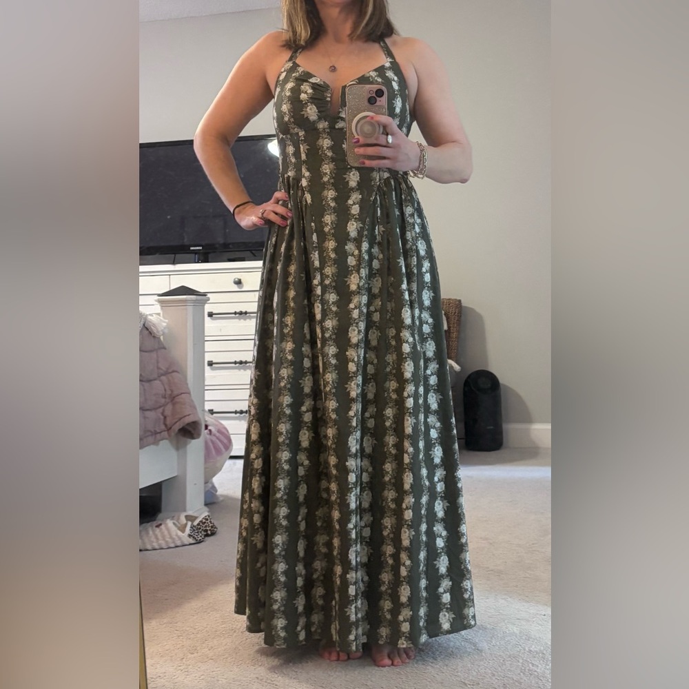 Elegant Floral Maxi Dress Crystal Sky Size S